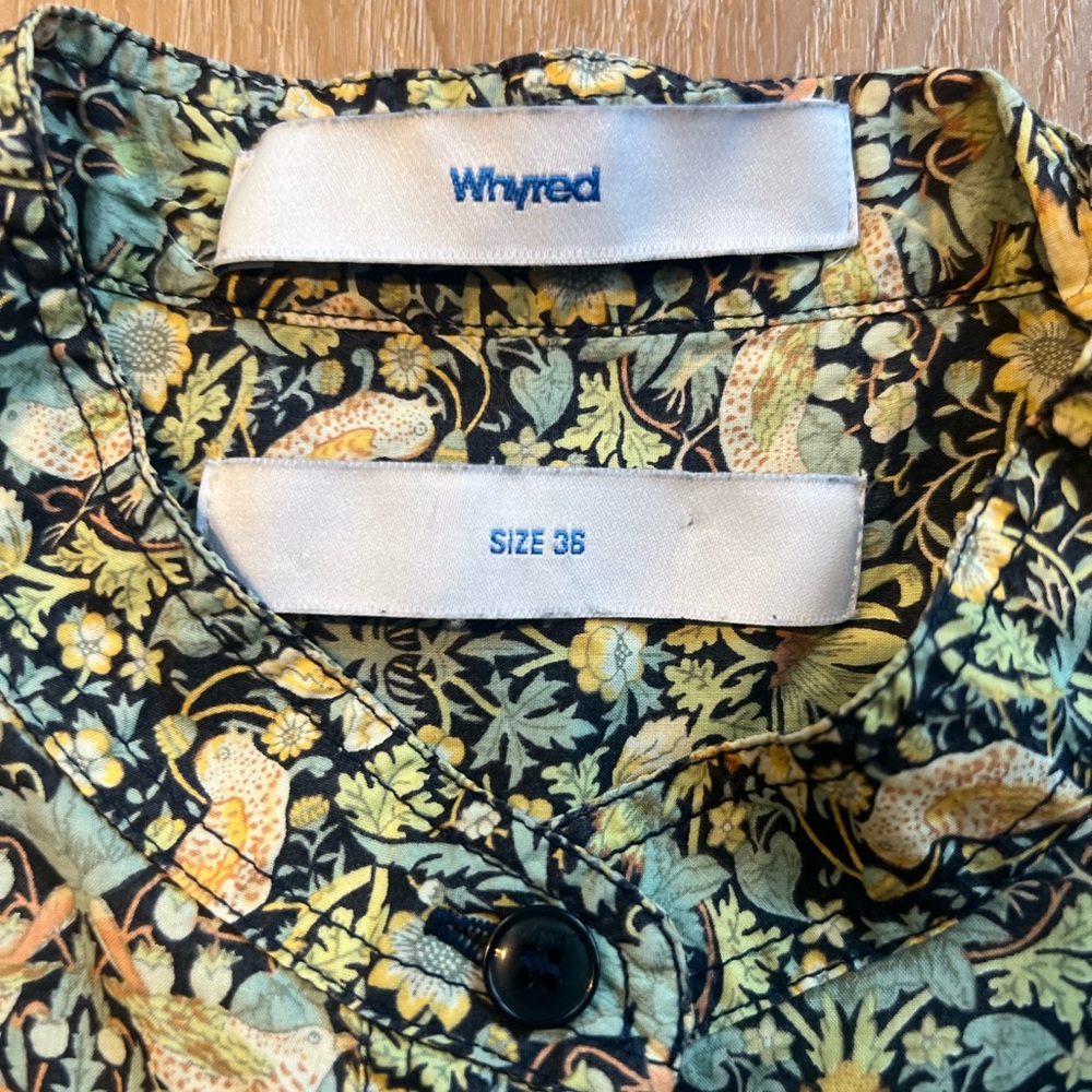 WHYRED Stockholm Liberty-Style Bird Print Blouse Scandinavian Art Nouveau Floral - Picture 10 of 16